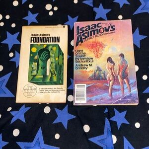 VTG 80’s x 2: Isaac Asimov’s Scientific Magazine and Foundation novel.